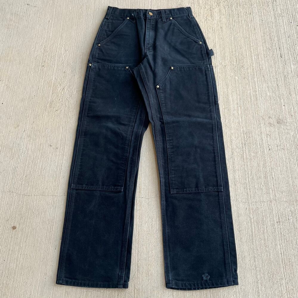 Carhartt B01 BLK black double knee work carpenter pants.